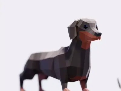 Dachshund Dogs Low-poly 3D model