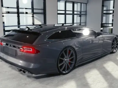 BLENDER EEVEE Brandless Sports GT shooting brake Low-poly 3D model