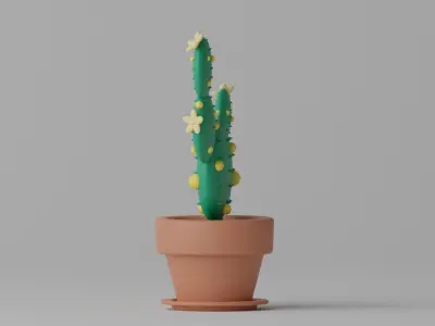Cartoon Cactus and Pot 1 3D model