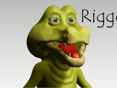 Cartoon crocodile Low-poly 3D model