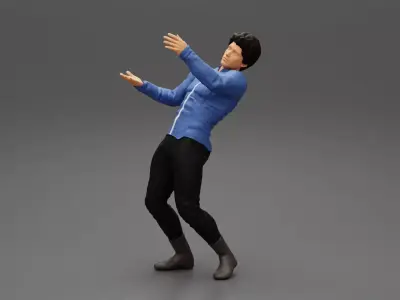 man standing and carrying a big box 3D print model