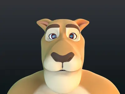 Stylized Lion NoRig Low-poly 3D model