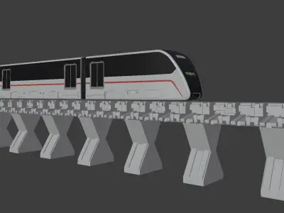 Sci Fi Train Low-poly 3D model