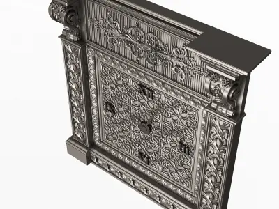 Classic Clock 02 Chrome Low-poly 3D model