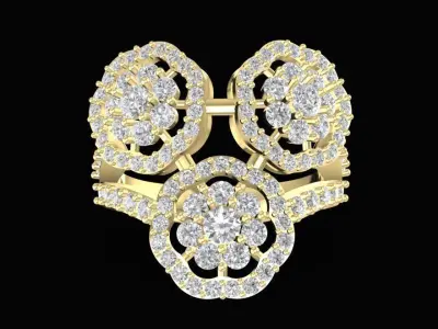 Luxury Double Flower Twist Diamond Ring for Women 1243 3D print model