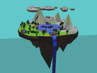 Flying Island LOW-POLY Free low-poly 3D model