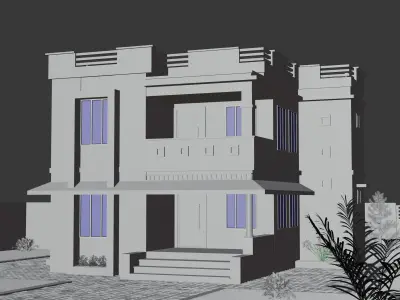 Modern house without swimming pool Low-poly 3D model