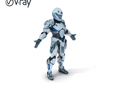 Futuristic Armored Warrior  HighTech Exosuit Character Model Low-poly 3D model