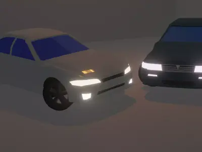 Drift sedan car pack Low-poly 3D model