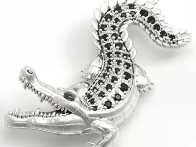 3D Printable crocodile Alligator pendant 3D print model 3D model
