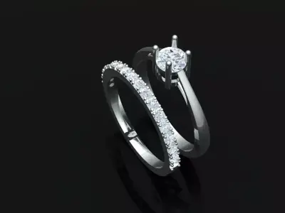 Solitair and Ring behind Round Stone 3D print model