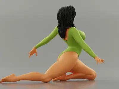 Young Girl Doing Yoga Pose 3D print model