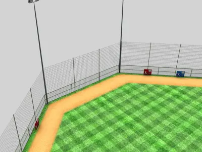 Baseball stadium pitch diamond low poly Low-poly 3D model