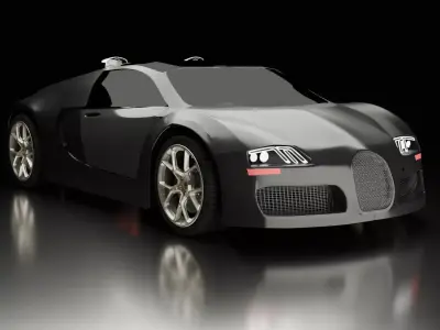 bugatti black Low-poly 3D model