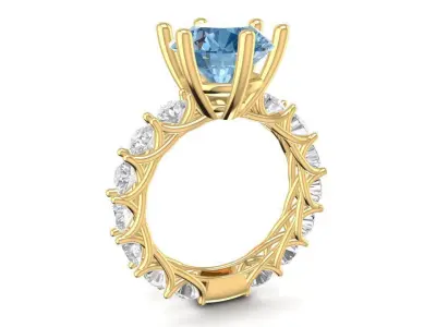 Luxury Round Cut Engagement Ring 3D Model 1731 3D print model