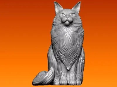 Cute sitting cat model - decor - 3D print 3D print model