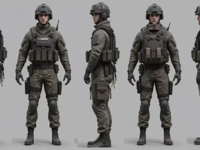 Battle Royale Soldier 3D Character Game Ready Low-poly 3D model