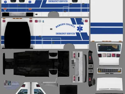 Ambulance v11 old style Low-poly 3D model