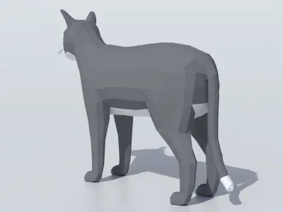 Low Poly Cartoon Cat Low-poly 3D model