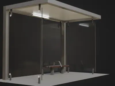 Japanese Bus stop 02 Low-poly 3D model