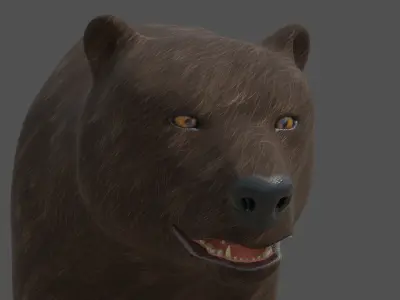 Stylized Brown bear realistic PBR Low-poly 3D model