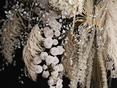 Hanging Installation Bouquet Of Dried Flowers Hydrangea pampas  3D model