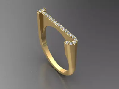 alphabet jewelry ring diamond letter J 3D print model
