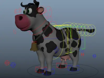 3D lowpoly cartoon cow rig Low-poly 3D model