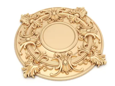 Rosette 1 gold ornate medallion 3D model