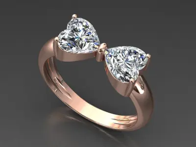 Butterfly Bow tie Heart Diamond Ring size 5-8 US 3D print model