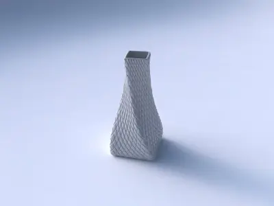 Vase twisted squeezed quadratic with diagonal grid bulges 3D print model