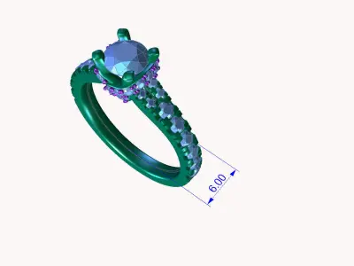 aj-031 diamond engagement ring gold 3D print model