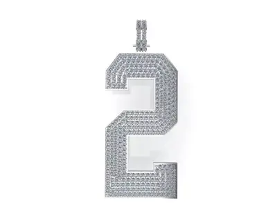 2 Number Pave Pendant 1264 3D print model