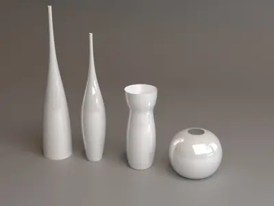 A set of modern decorative vases  Low-poly 3D model