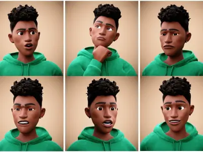 Free Cartoon boy character rigged Free low-poly 3D model