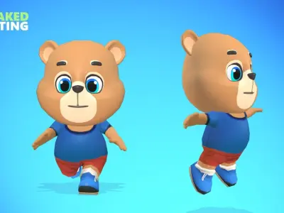 Bear Grizzly Animated Rigged Low-poly 3D model