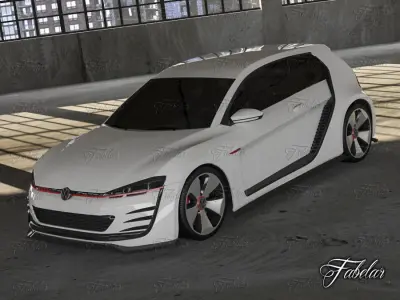 Volkswagen Design Vision GTI and garage 3D model