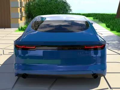 Generic Large 4 Door Coupe Low-poly 3D model