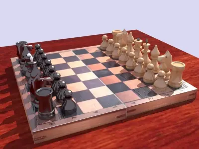 Classic Wooden Chess 3D model