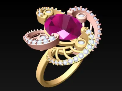 Oval Stone Ring - Womens Rings - GN107 3D print model