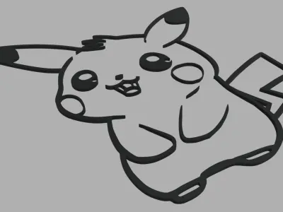 Pikachu Wall Silhouette 01 3D print model