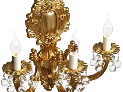 Golden sconce in classic style Decorative Crystal wall lamp 3D model