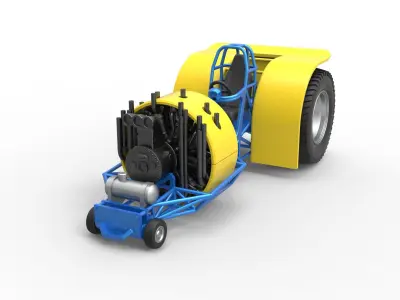Pulling tractor with radial engine Scale 1 to 25 3D print model