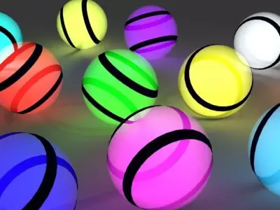 Coloured Stripped Balls 3D model