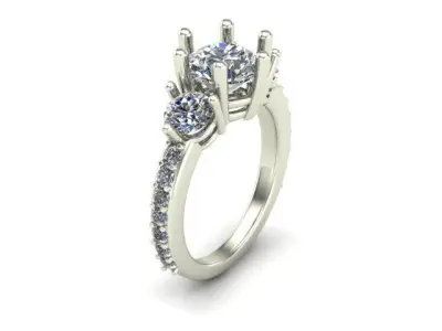Engagement Ring With Diamond Around It 3D model