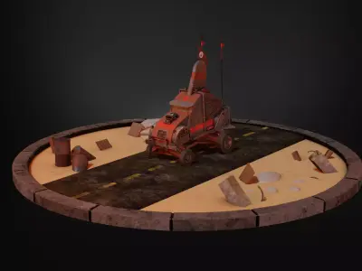Post-apocalyptic car Low-poly 3D model