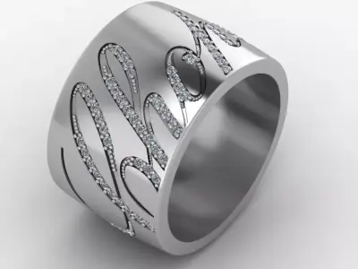 Chopard diamond ring with gems 3D print model