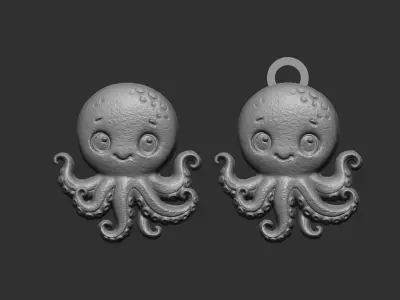 octopus cartoon keychain cnc model 3D print model
