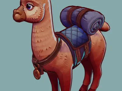  3D model Game ready cute cartoony Alpaca Low-poly 3D model