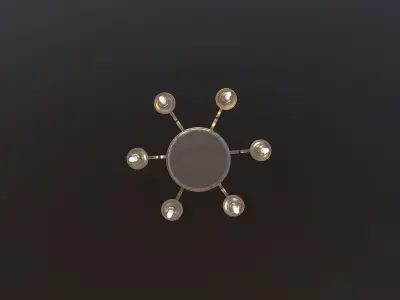 Chandelier Game Ready antique brass - Low-poly 3D model